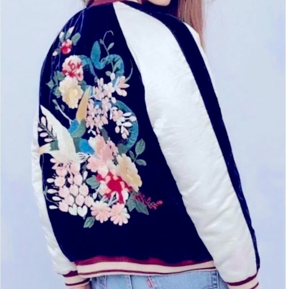 Jackets & Blazers - RARE Free People Embroidered Bomber Jacket